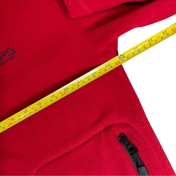 VTG Chaps Ralph Lauren Fleece Zipper Front Jacket Chaps RL Logo Red Mens Med - Picture 8 of 10